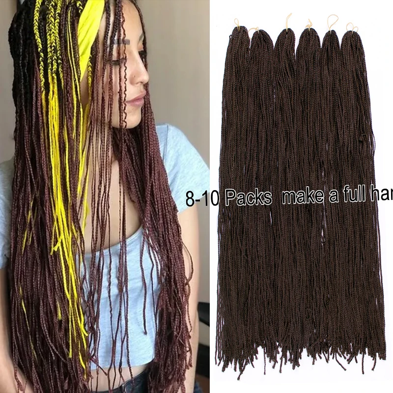 Zizi Box Braids Synthetic 28inch 28standers Box Crochet Braids Hair Colorful Zizi Braiding Hair Extensions Black 613 Brown Hair