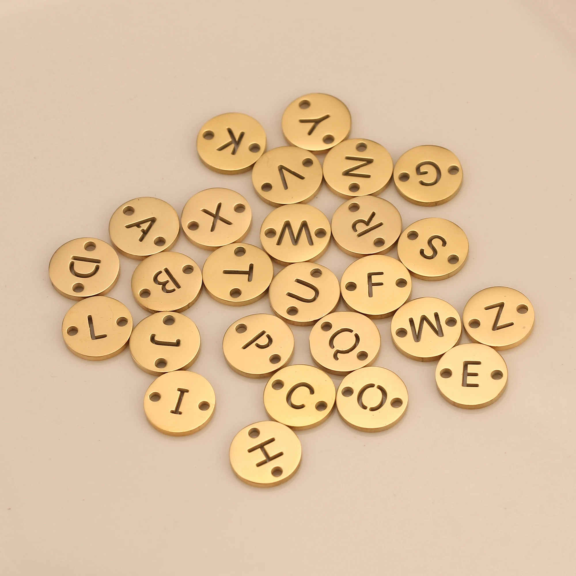 5Pcs Double Hole Alphabet Charms Stainless Steel A-Z Letter Pendant English Link Connectors DIY Necklace Bracelet Jewelry Making