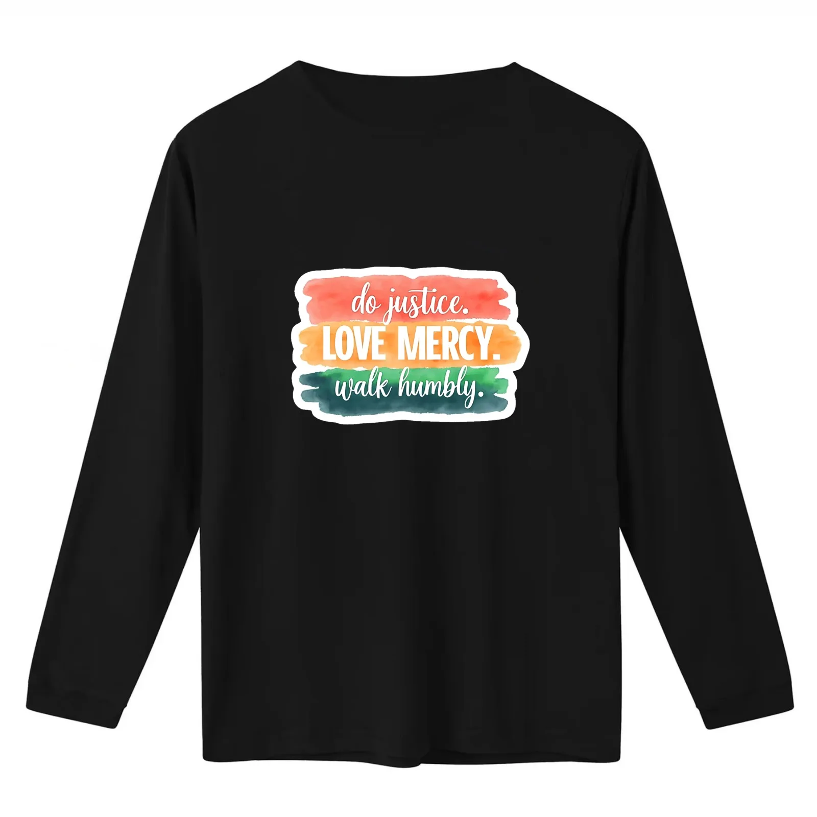 “Do Justice Love Mercy Walk Humbly” Inspirational Sticker T-Shirt Summer Casual Cotton Tee Oversized Streetwear Tops