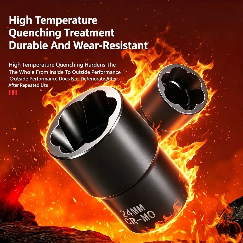 High-Hardness Lug Nut Remover High-Torque 1/2 17-24mm Damaged Bolt Extractor Nonslip Texture Bolt Extractor Tool