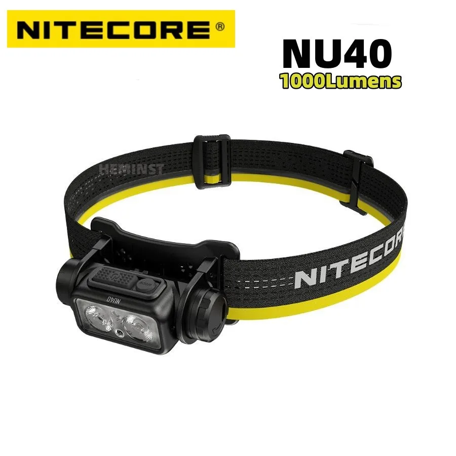 NITECORE NU40 Headlamp 1000 Lumens USB-C Rechargeable Headlight White Red Light Trail Lightweight Flashlight Built-in Battery