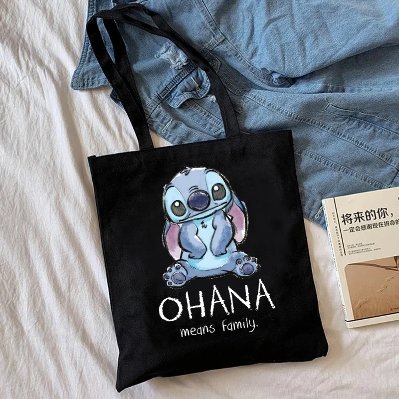 Y2k Disney Stitch Tote Bag Shopper Canvas Shoulder Bag Eco Lilo and Stitch Shopping Bag Women Tote Harajuku Female