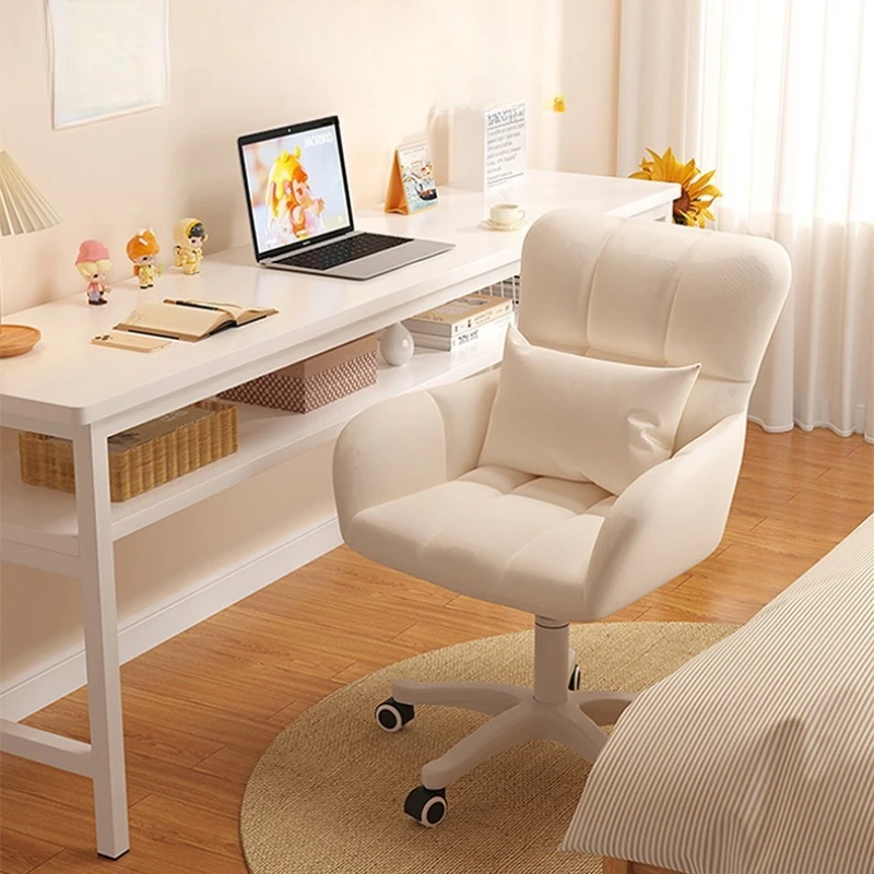 

Comfortable Computer Chair Bedroom Makeup Chair Dormitory Desk Chair Adjustable Backrest Swivel Chairs for Long-term Sitting