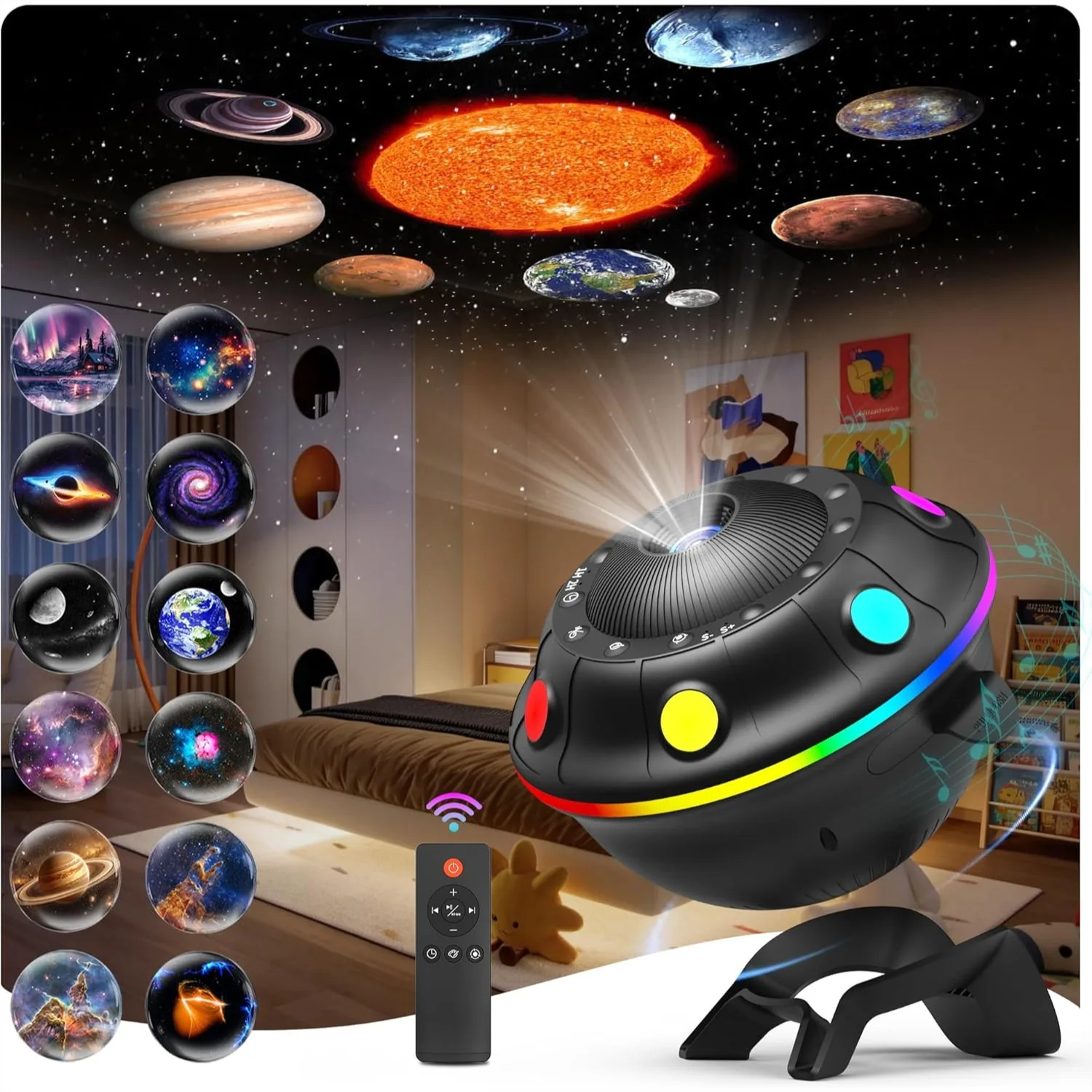 

Galaxy Projector for Bedroom, 13 in 1 Planetarium Star Projector with 360° Rotation, Space Night Light with Bluetooth Speaker &