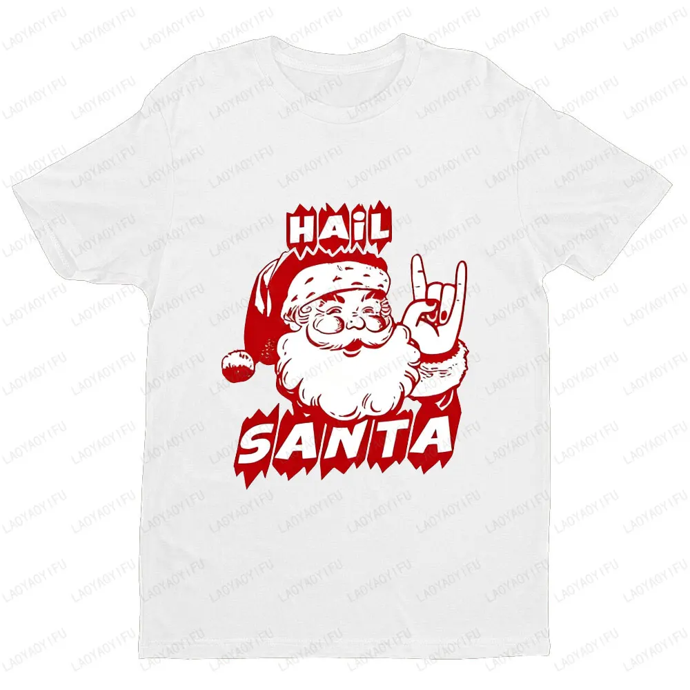 Hail Santa Funny Hoppy Kerst TShirt voor Mannen Vrouwen Kerstvakantie Grafische T-shirts Klassieke Kerstman Patroon Gedrukt Tops