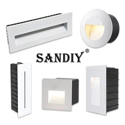 SANDIY Outdoor Stair&Step Lights White Wall Sconce Lamp 12v Exterior Yard Lighting Recessed Nightlights 110v 220v Balcony Fence
