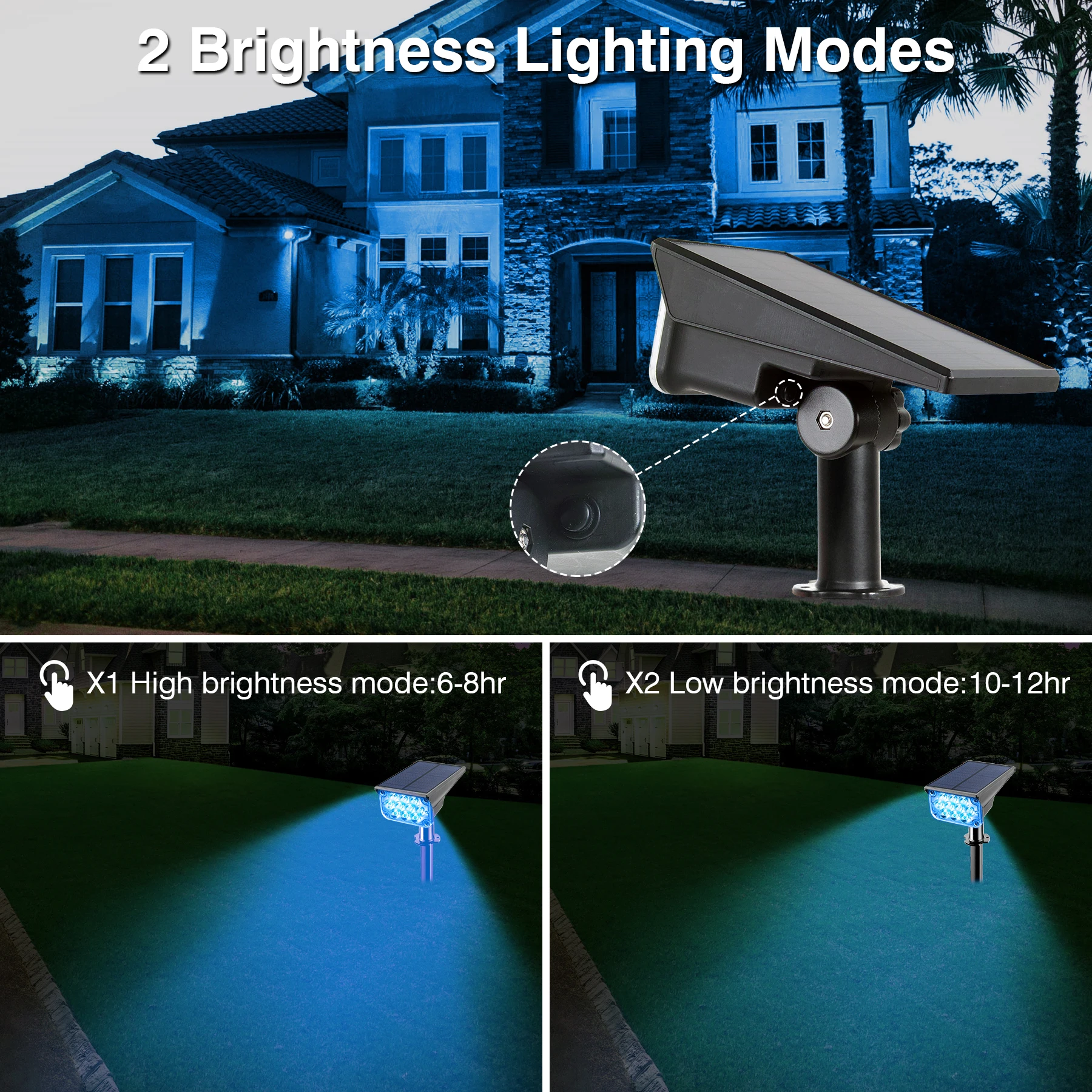 Lampu LED Tenaga Surya Luar Ruangan IP65 Lampu Biru Tahan Air Lampu Tenaga Surya Lampu Rumput untuk Dekorasi Taman Lampu Dinding Tenaga Surya Luar Ruangan