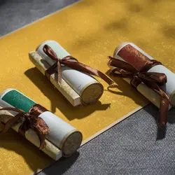 Crafts Office Home Decoration Painting Drawing Paper Mini Batik Trumpet Scroll Blank Hanging Scroll Gilded Rice Paper Scroll