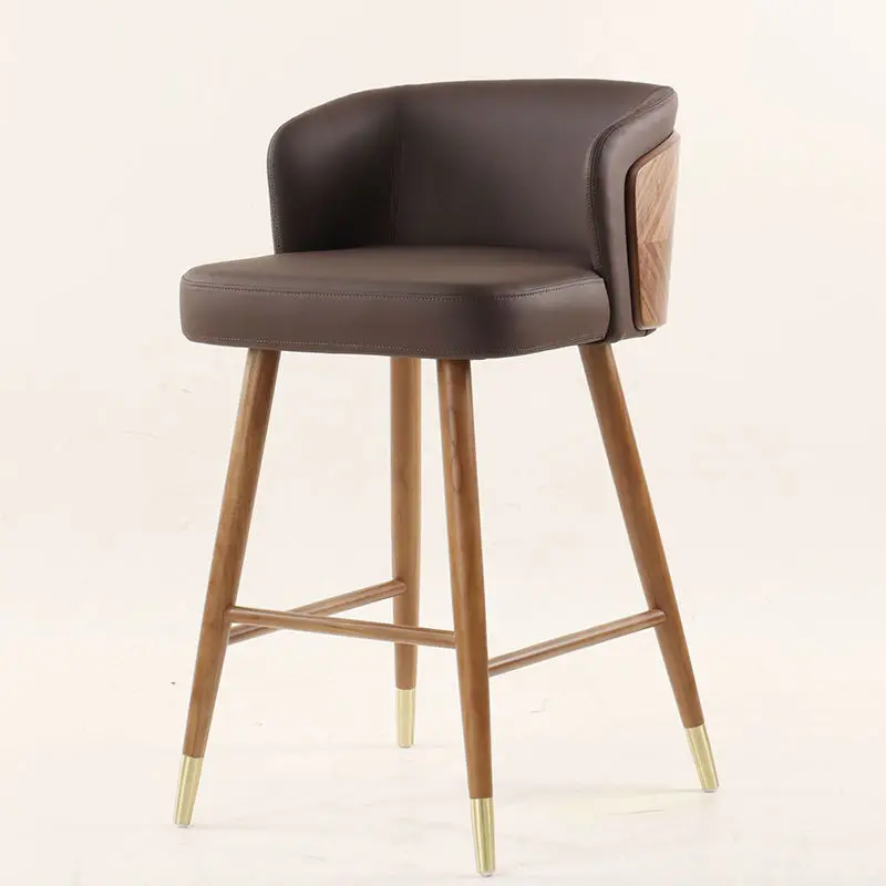 Modern Nordic Bar Chair Solid Wood High Footrest Swivel Backrest For Dining Home Or Hotel Use Living Room