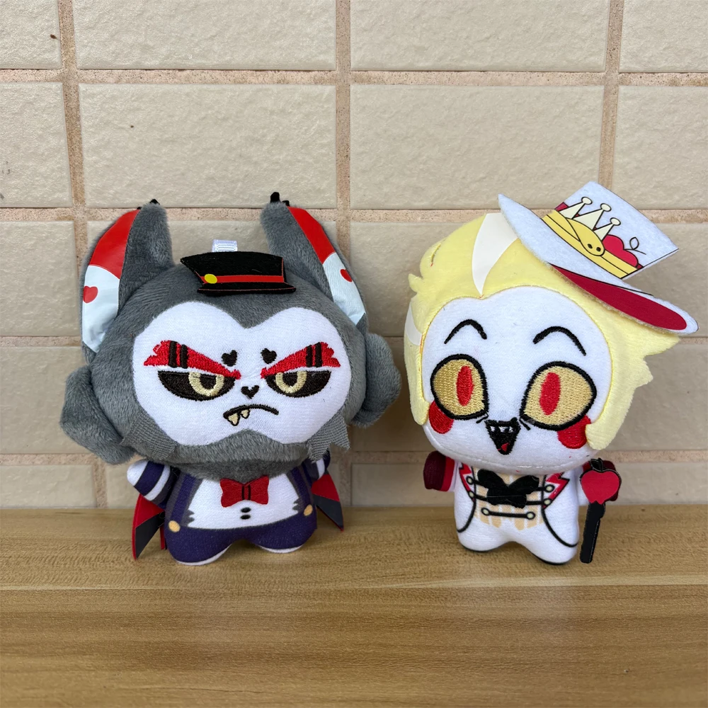 10cm Cosplay Anime Hazbin Animation Hotel Character Funny Lucifer and Angry Husk Plush Toy Keychain Pendant Cartoon Plushie Doll