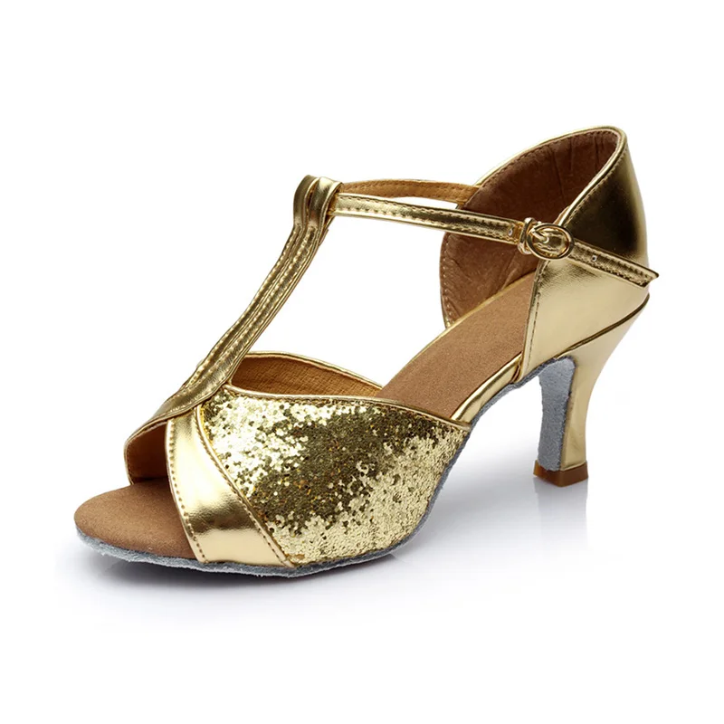 Scarpe da ballo latino per ragazze da 5 cm 7 cm con suola morbida Tacchi alti Scarpe da performance resistenti per bambini Scarpe da ballo con precisione