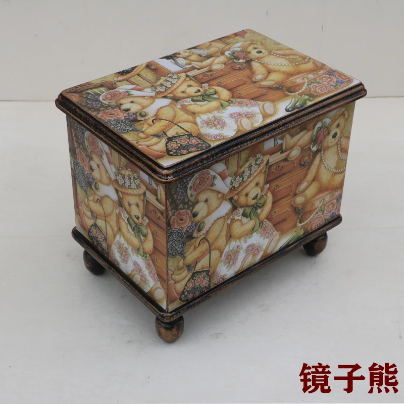 European style storage storage stool can sit, home creative multi-functional storage with lid, shoe changing stool children's st