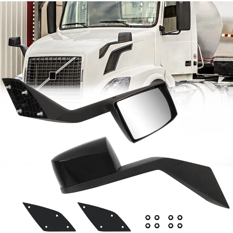 

Black Hood Mirrors Assembly Pair Set Replacement with Mounting Kit Fit for Volvo VNL 20002015 Accessories Driver and Passenger