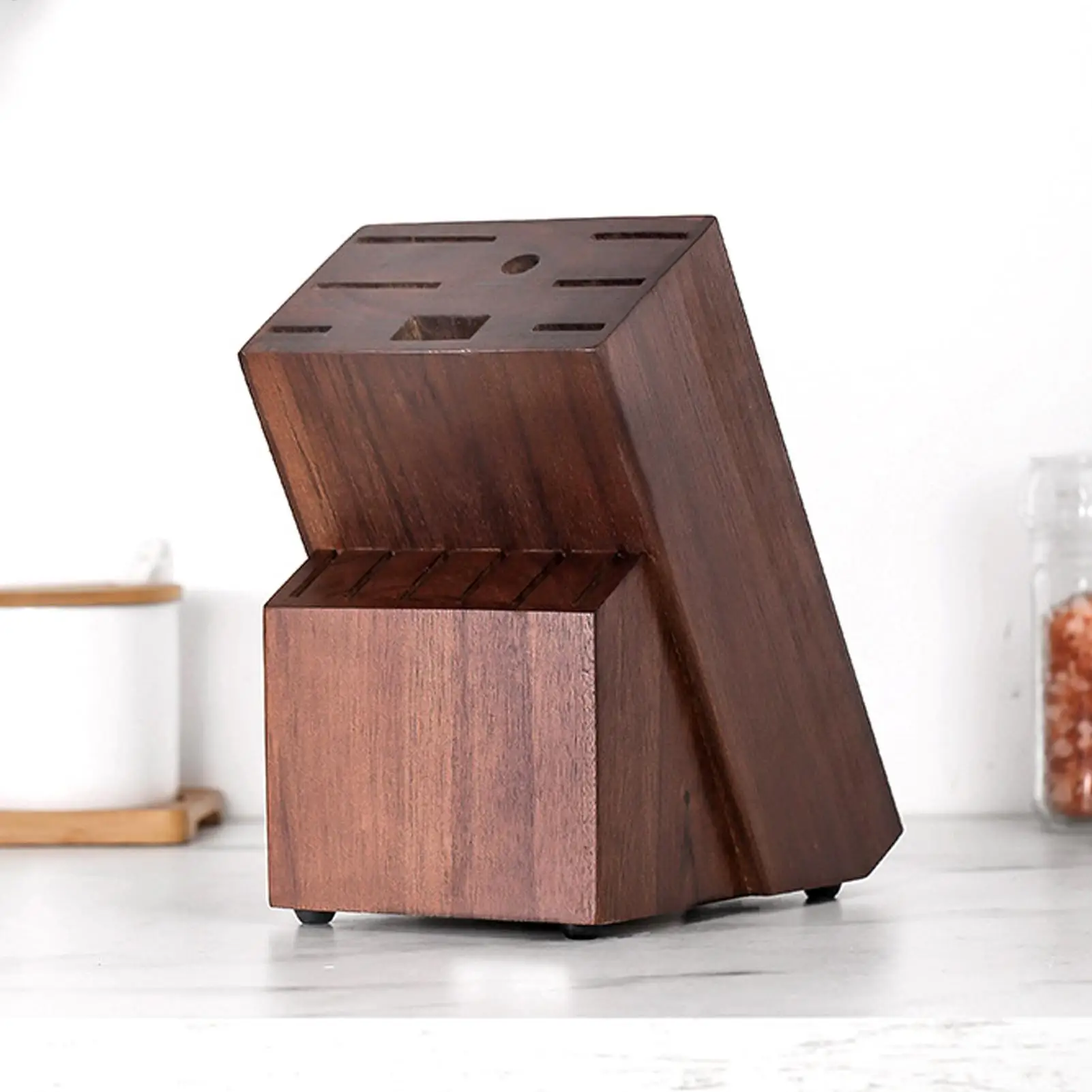 

Cutter Blocks 14-Slot Wooden Storage Wood Cutter Block For Kitchen Scissor Sharpenner Counter Top Home Cooking Apartment Meal