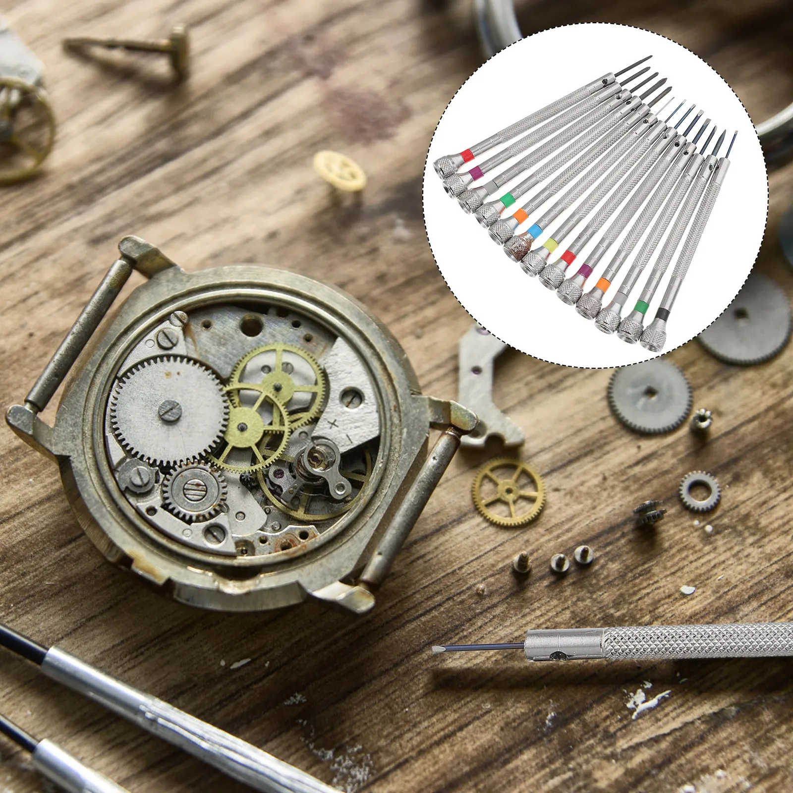 13Pcs Precision Repair Tools Watch Screwdriver Set Iron Anti- Comfortable Handle Electronics Movement