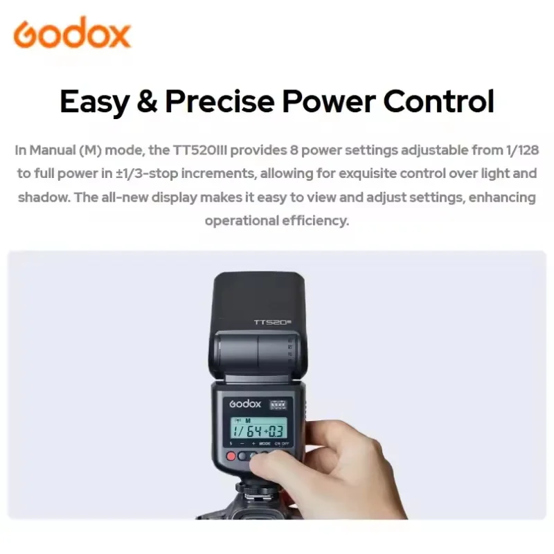 Godox Wireless Camera Flash Speedlite TT520II Thinklite with Build-in 433MHz Signal for Canon Nikon Pentax Fujifilm Olympus DSLR