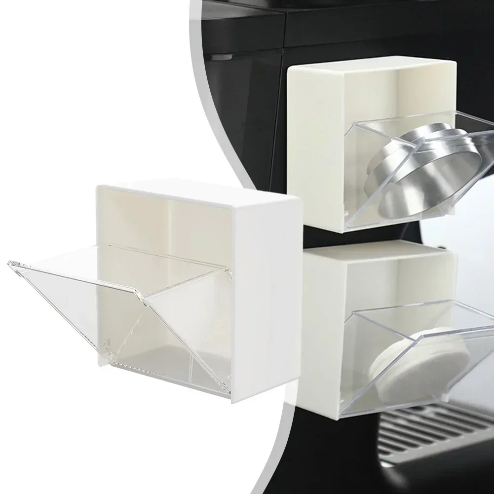 Coffee Filter Paper Holder Dustproof Moka Pot Filter Storage Box Self-Adhesive Coffee Dosing Ring Powder Bowl Wall Rack Accessor