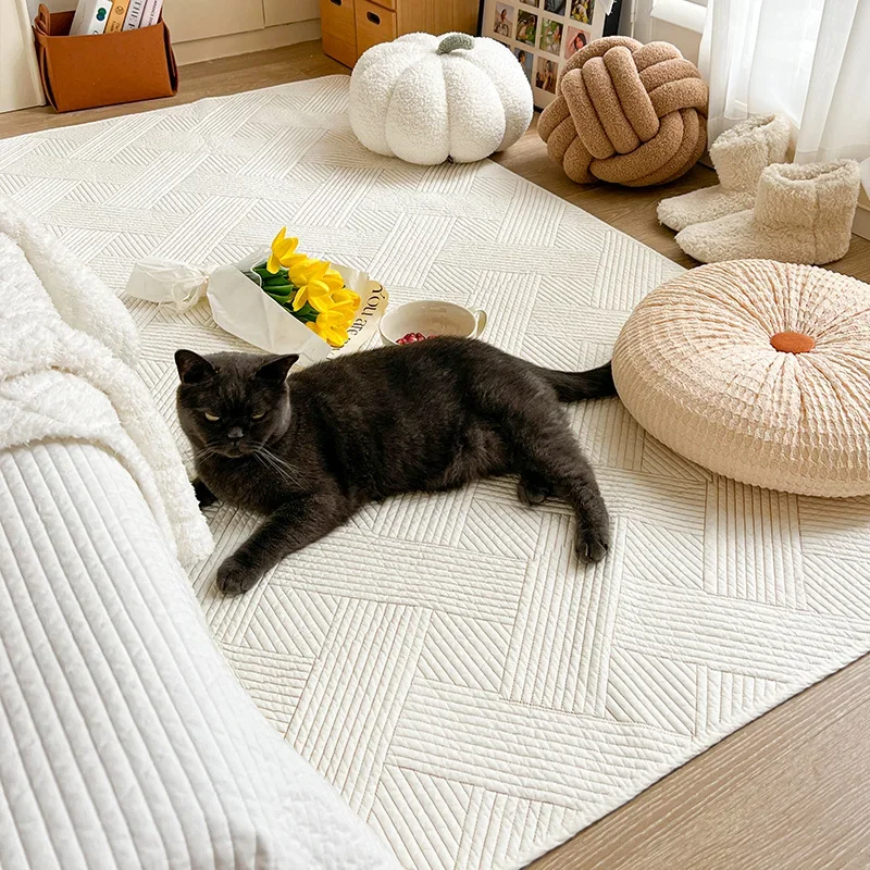 Washable Cotton Quilted Rugs for Living Room Anti Slip Bedroom Carpet Bedside Rugs Tatami Floor Mats Kids Room Play Mat Big Size