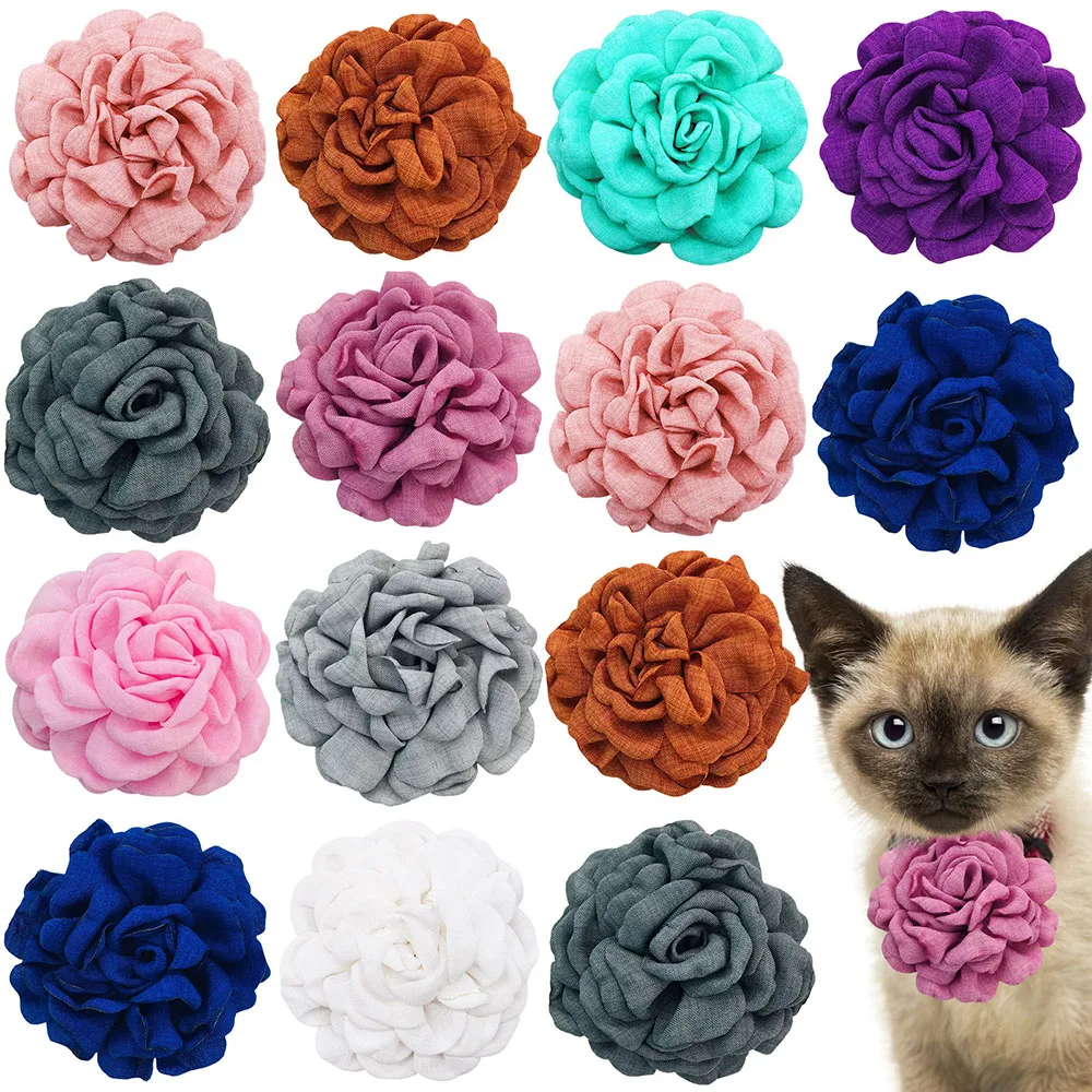 

30/50PCS Big Flower Pet Collar Accessories Dogs Mix Color Bowtie for Small Dogs Grooming Movable Dog Collar Bowties Pet Supplies