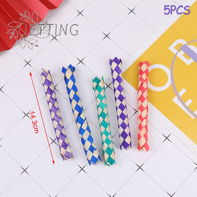 (SMTGDP11)5PCS Creativity DIY Finger Traps Classic Natural Chinese Bamboo Fingers Trap Replacement Popits Tube Toys