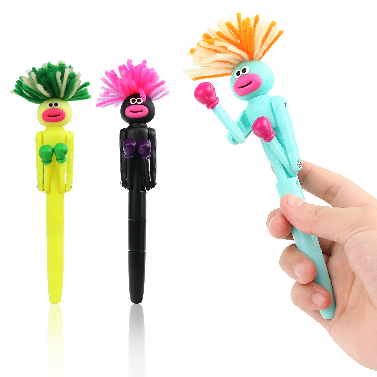 

3pcs Bomberman Boxing Pen Cute Cartoon Interactive Decompression Pen Drifting Punch Ball Pen Neutral Pen Fun Toy