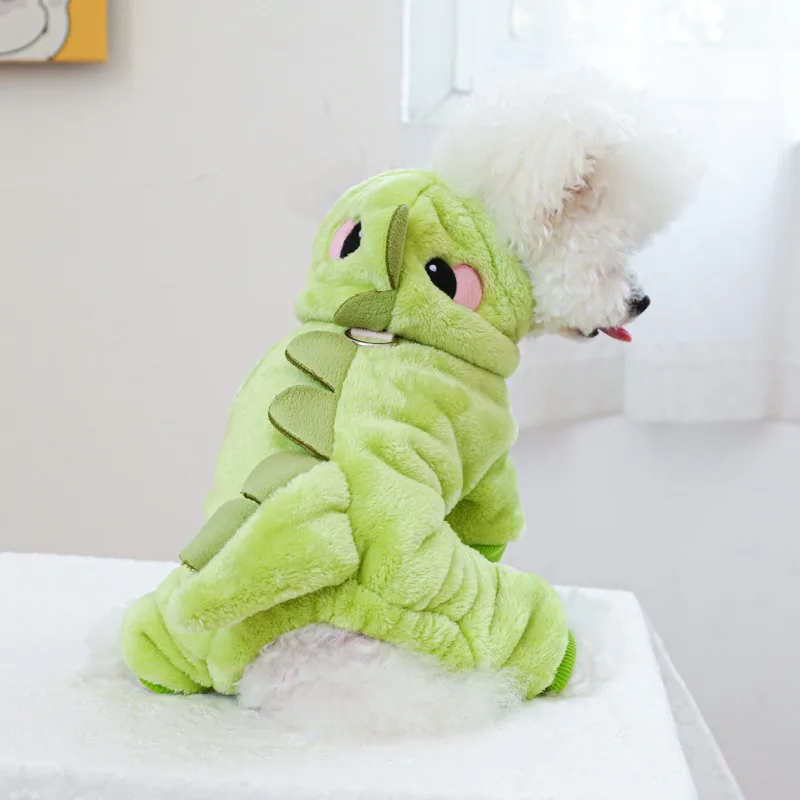 

Halloween Pet Cosplay Costume Autumn and Winter Thick Clothing Velvet Green Bean Dragon Suitable for Small and Medium Dogs