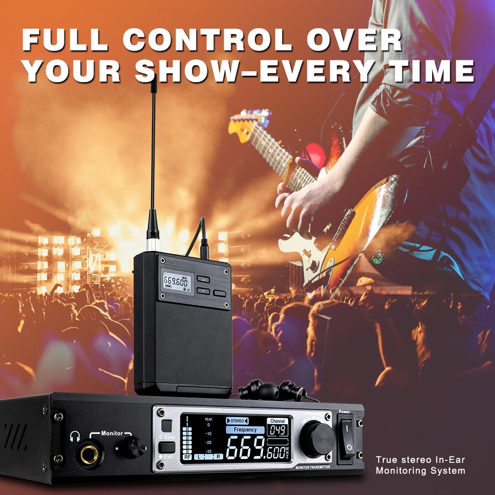 

Wireless in Ear Monitor System UHF Stereo IEM System Stage Monitoring for for Stage Church Studio Musicians