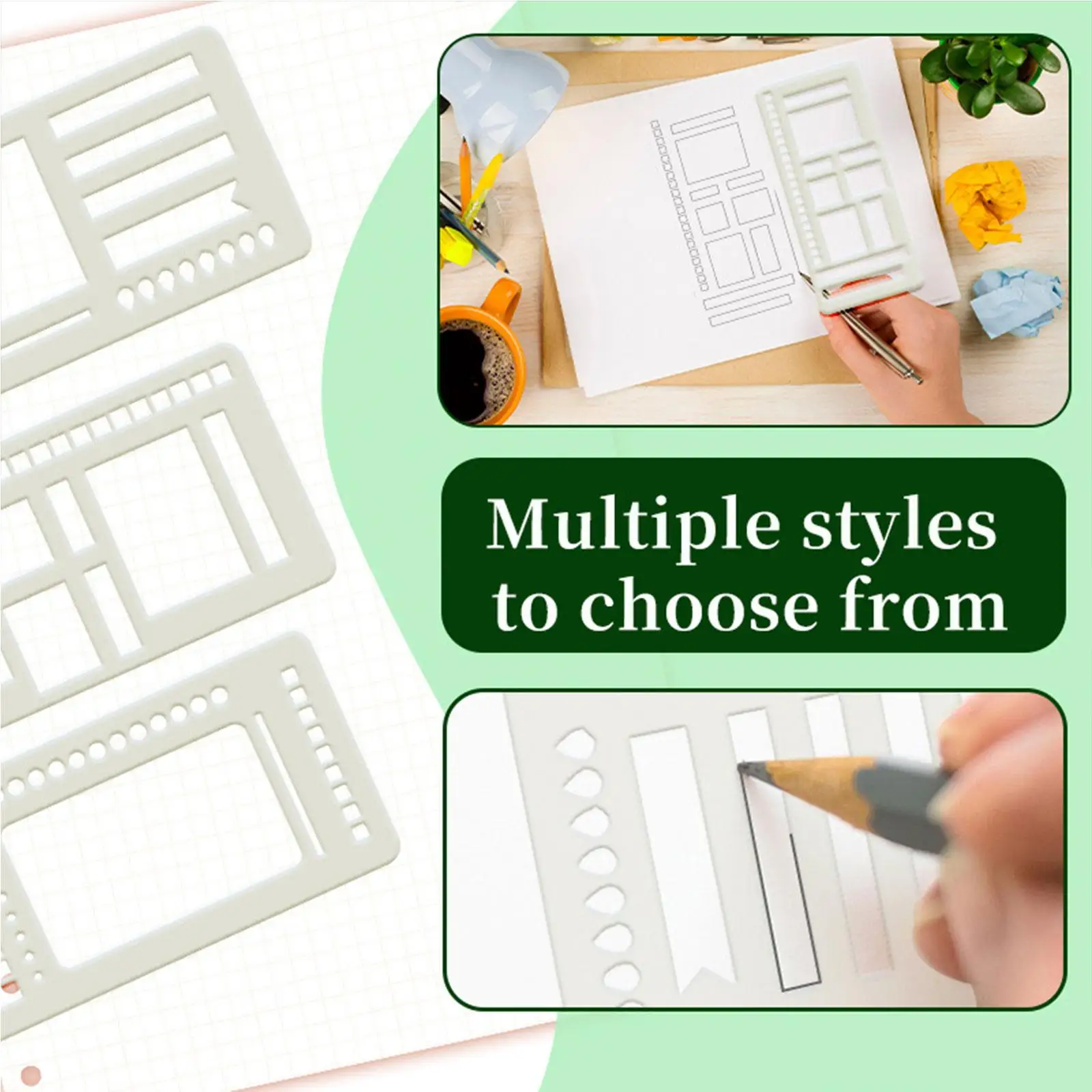 DIY Journal Stencils Scrapbooking Templates Durable PVC for Drawing Tracker Template Decorating Notebooks