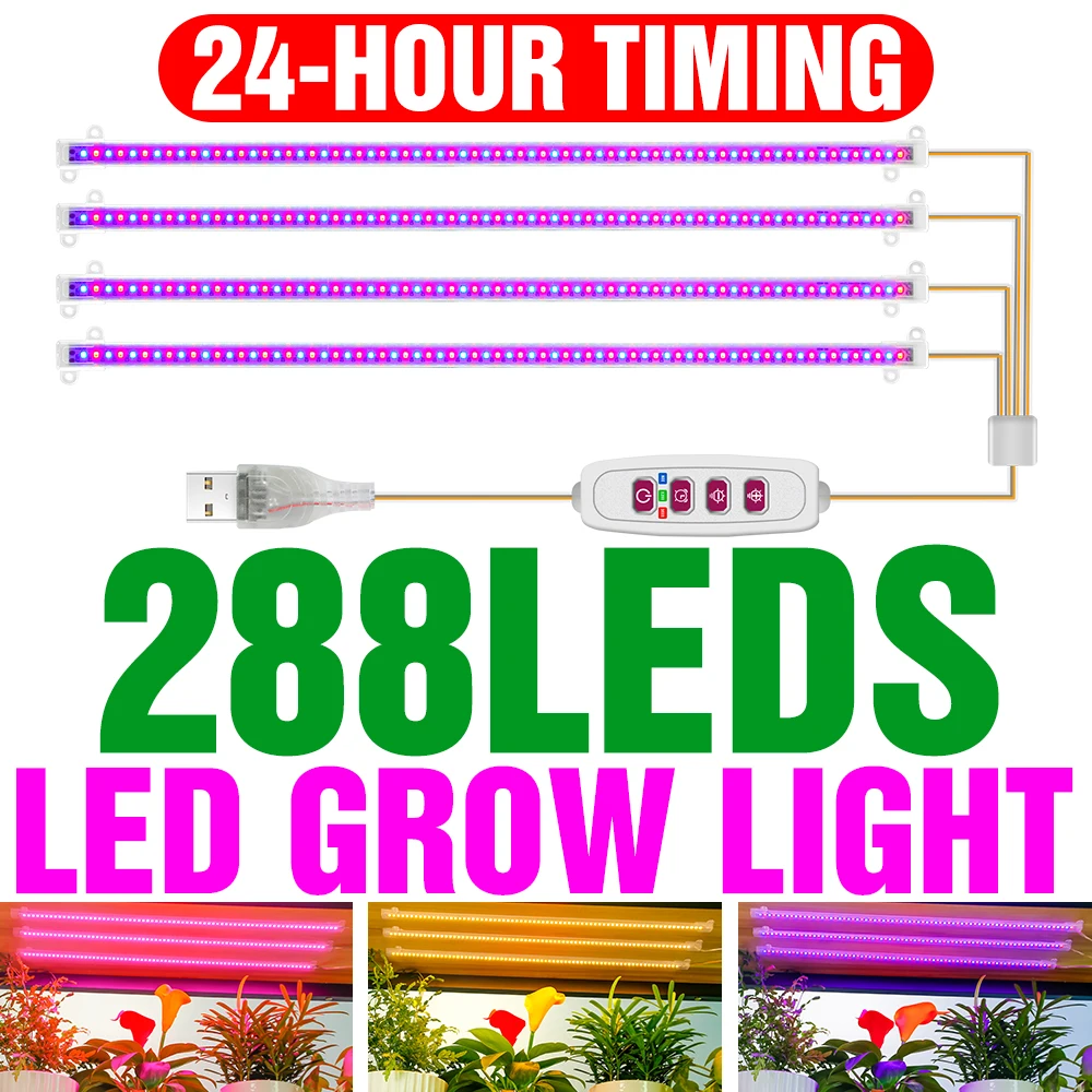 LED Plant Grow Light Full Spectrum Indoor Cultivation Hydroponics Lamp For Seedling Flower Vegetable Dimmable Timing Auto On/Off