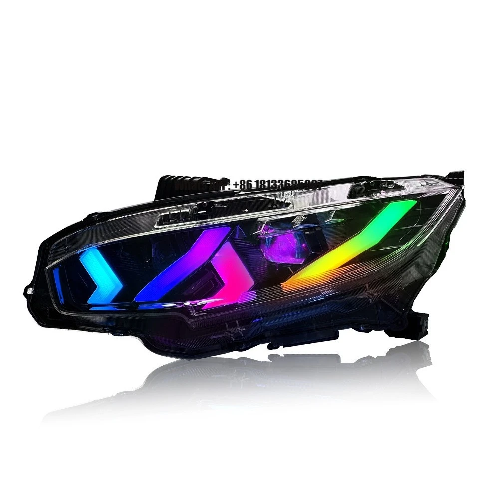 

RGB Headlamp Lambo Red Devil Style Eye 2016-2021 for 10th Gen Civic Sedan Hatchback Si Type R Headlights