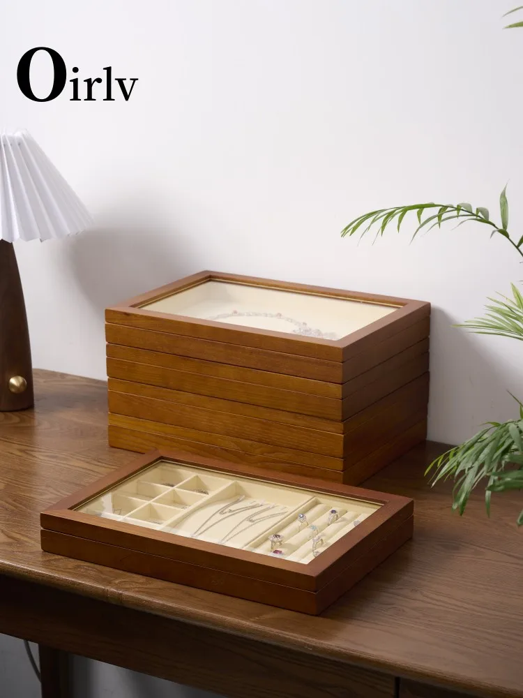 Oirlv wooden jewelry storage box Jewelry Storage Box Jewelry Necklace Pendant Ring Storage Display Box