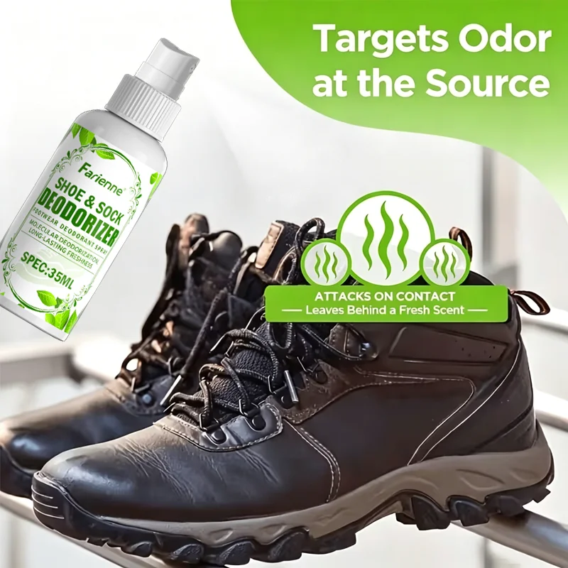 Fariienne Footwear Deodorant Spray 35ml - Mild Formula,Fresh Scent,Effective Odor Eliminator For Shoes,Socks & Active Footwear