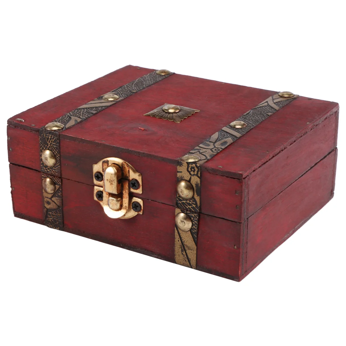 Wooden Vintage Lock Treasure Chest Jewelery Storage Box Case Organiser Ring Gift