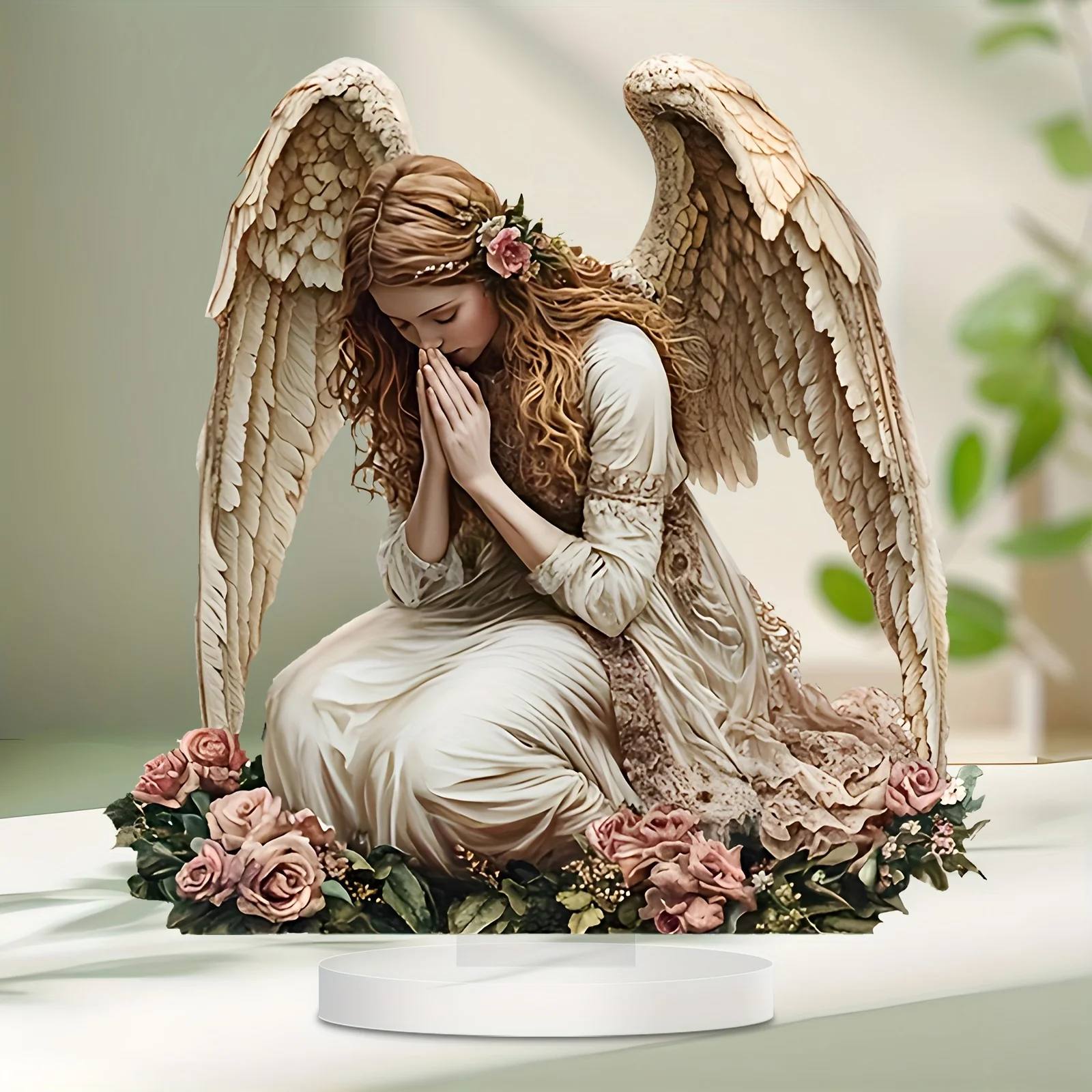 1 piece of beautiful angel acrylic art decoration Praying angel art decorationSuitable for home, office or cafeUnique gift idea