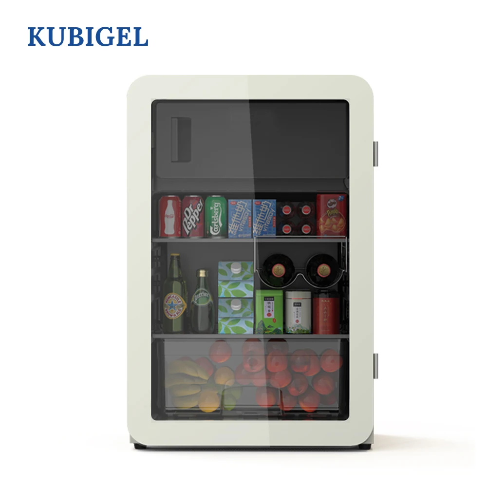 New Design 112L Showcase Retro Fridge Glass Door Display Mini Freezer Household Small Retro Fridge