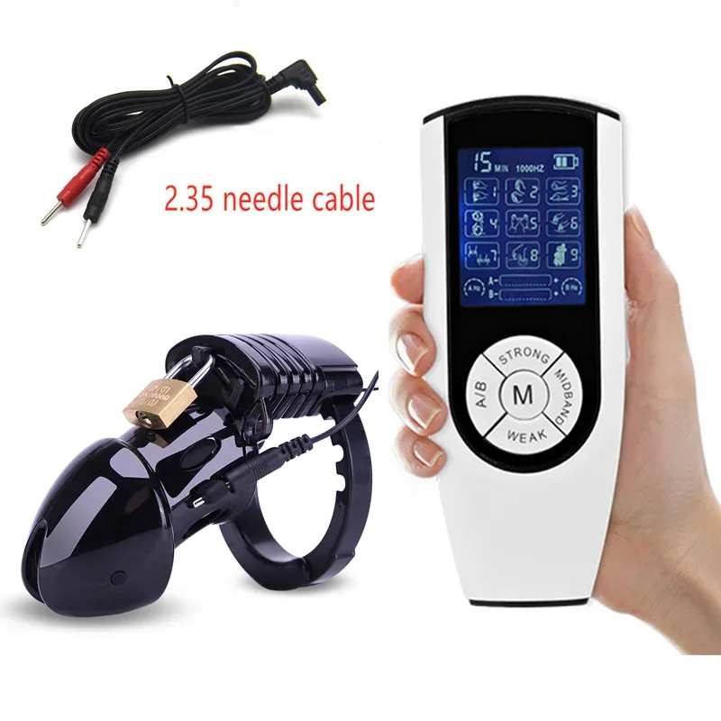 Electric Shock Cock Cage Penis Ring Electro Shock Male Chastity Cage Ball Stretcher Bdsm Timer Lock Chastity Belt Sex Toy