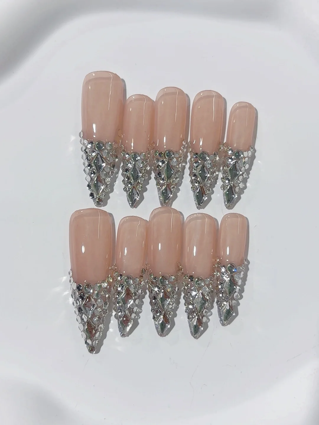 

4cm French Accessible Luxury Diamond High-End Fashion Manicure (L012)