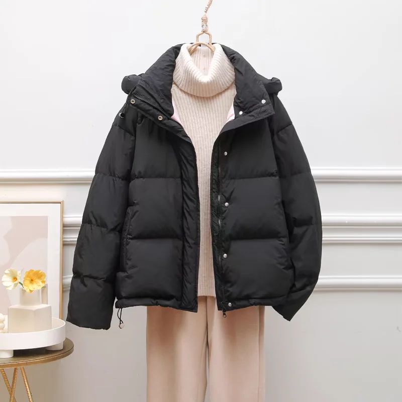 Thickened Down Jacket for Women, Loose Warm Coat, Street Style, Short Parka, Fashion, Autumn and Winter, 2024