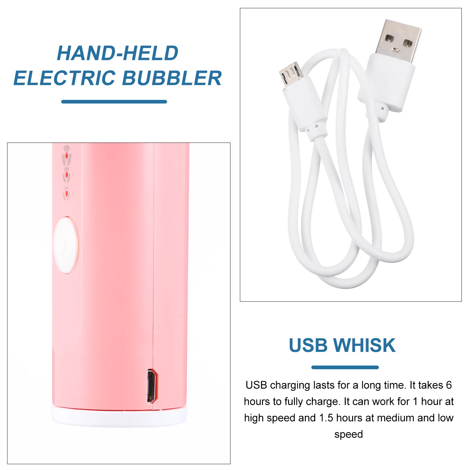 

1Set Electric Hand-Held USB Stainless Steel Milk Frother Multifunctional Whisk for Coffee DIY Cake Egg Beating Easy Cleaning
