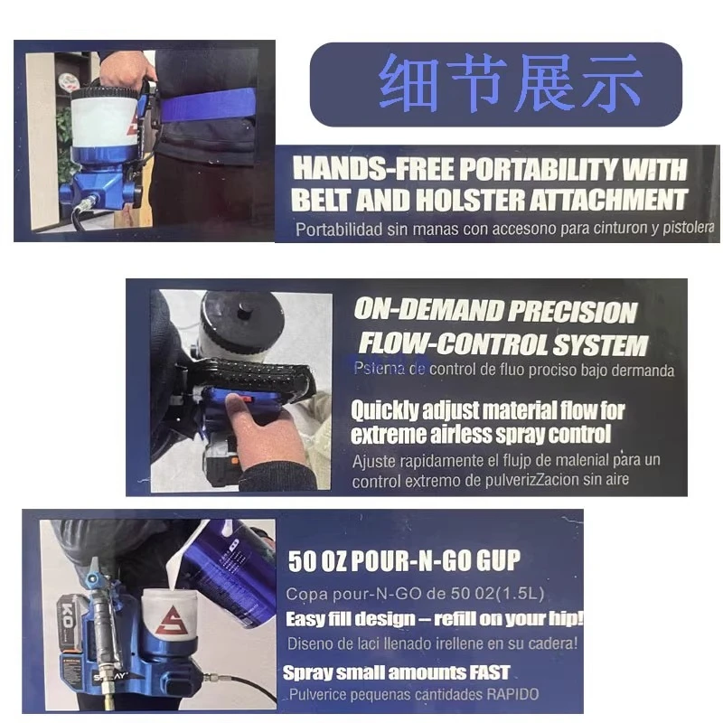 فاني باك بخاخ محمول باليد، طلاء عالي الضغط، بطارية ليثيوم، آلة إصلاح مريحة على الحائط