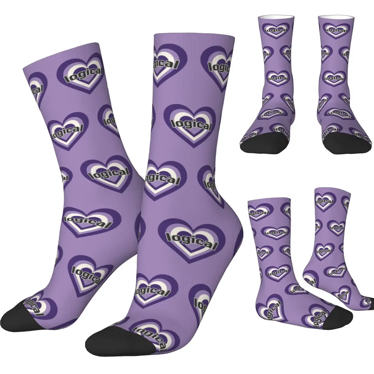 Fashion Male Men Socks Harajuku O-Olivia Cool R-Rodrigo Logical Guts Purple Heart Sock Graphic Socks Spring Summer Autumn Winter