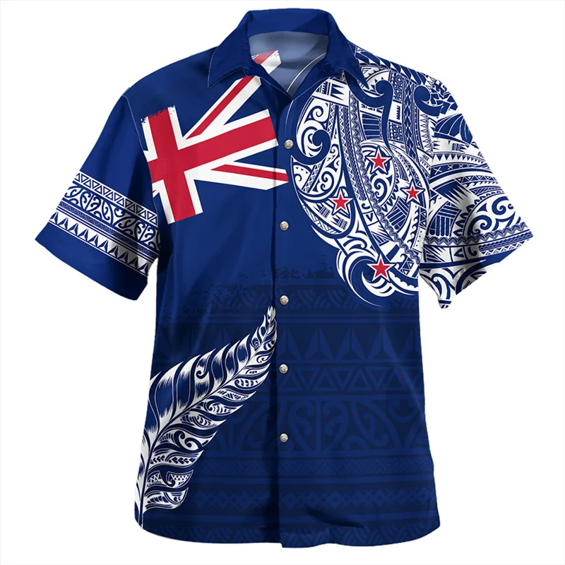 Summer Harajuku 3D New Zealand Maori Silver Fern Papua Flag Print Shirts NZ LEST WE FORGET Graphic Short Shirts Fashion Clothing