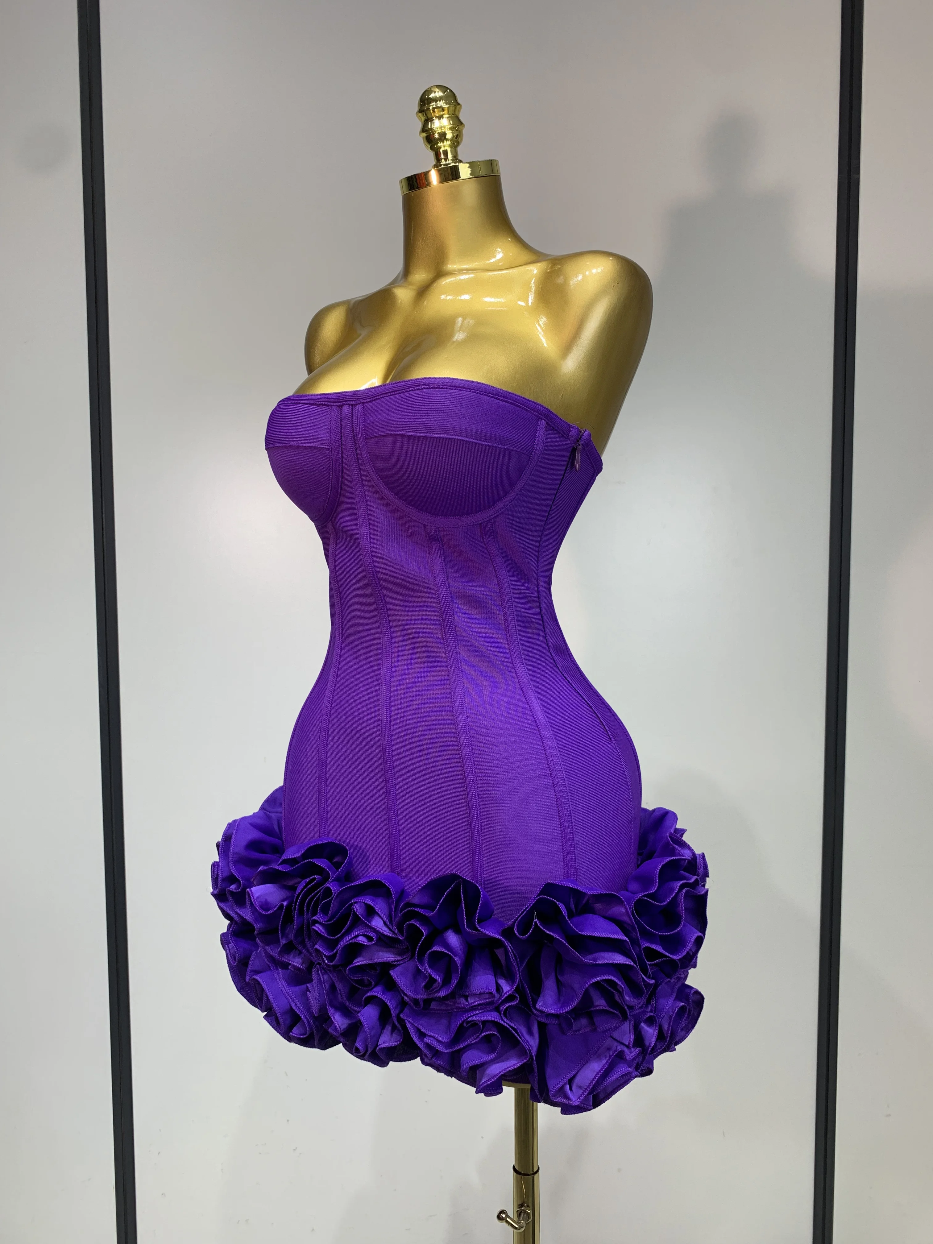 Women Sexy Strapless Backless Flower Embellished Mini Bandage Dress Bodycon Celebrity Party Cocktail Evening Party Club Dresses 205 S8ffb26e910c242fc9dbc6cc64748cfe30
