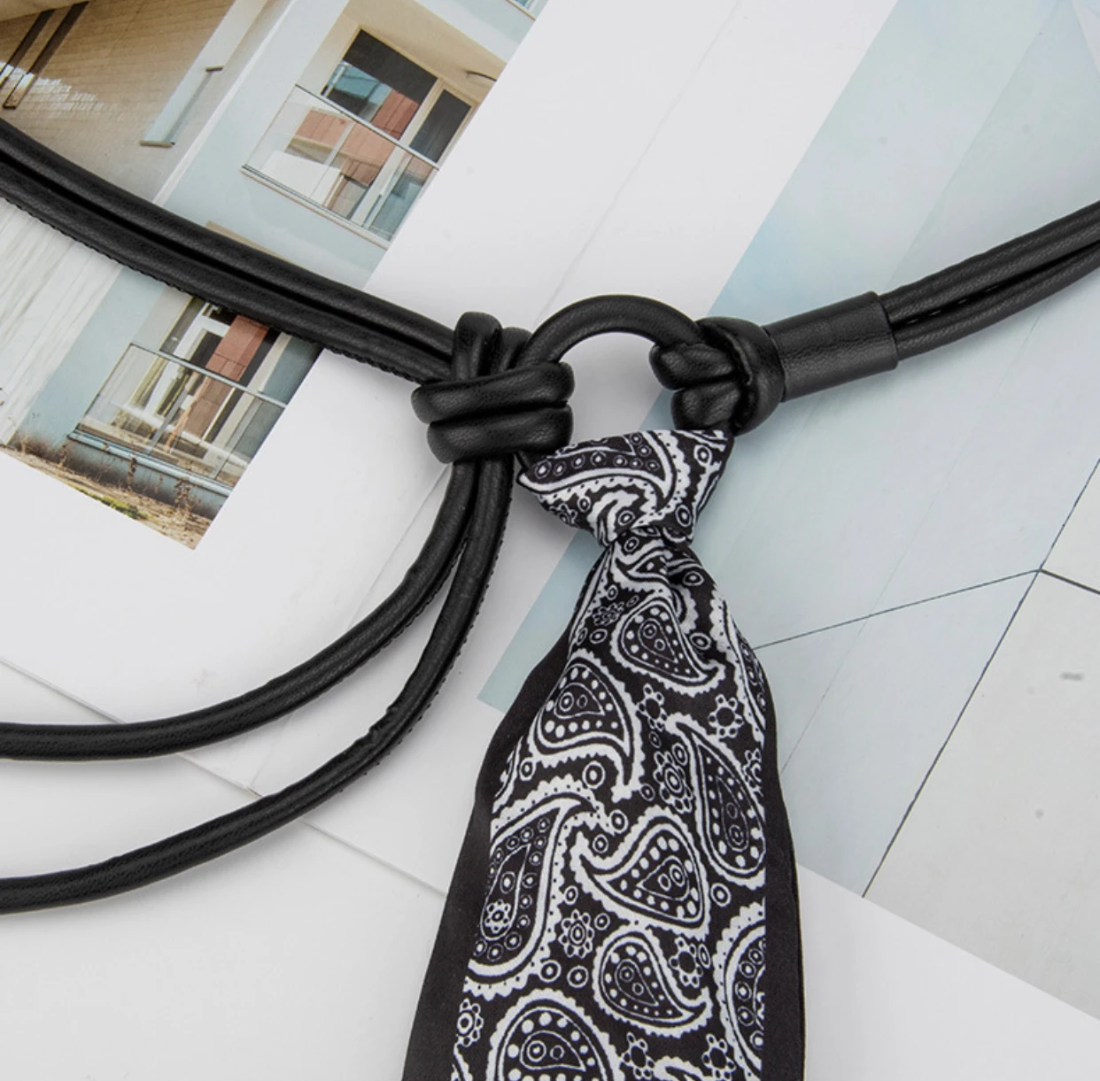 تصميم إحساس الخصر وشاح حريري غير منتظم سلسلة الخصر المرأة مطابقة اللباس الديكور وشاح الموضة الراقية حزام الخصر الشعور #5