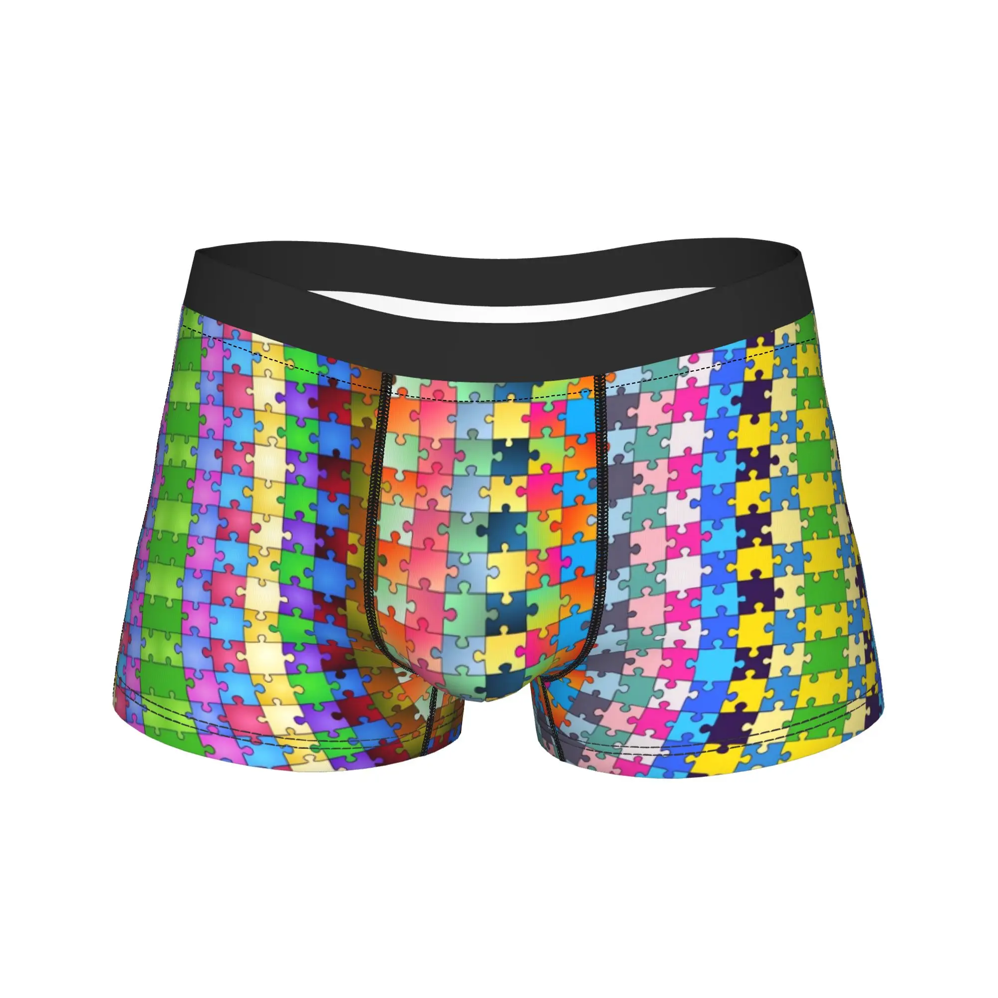 

Puzzle Boxer Brief Underwear Trenky Male Elastic Boxershorts Design Oversize Panties