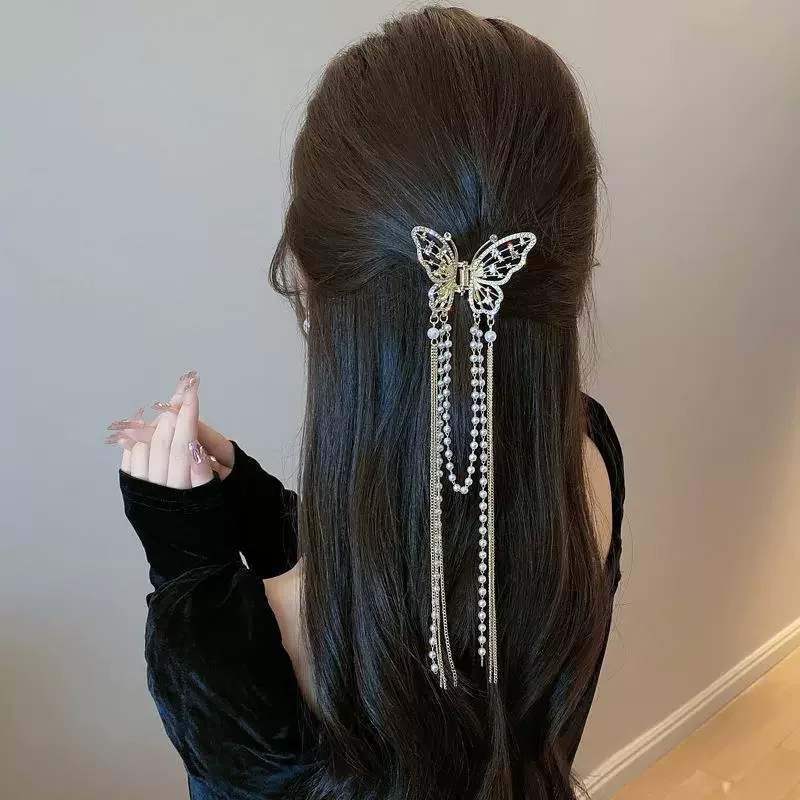 

Female Hair Styling Tools Luxury Alloy Tassel Pearls Hair Claw Ladies Girls Party Hair Clip Headband 2025 New Headwear for Women