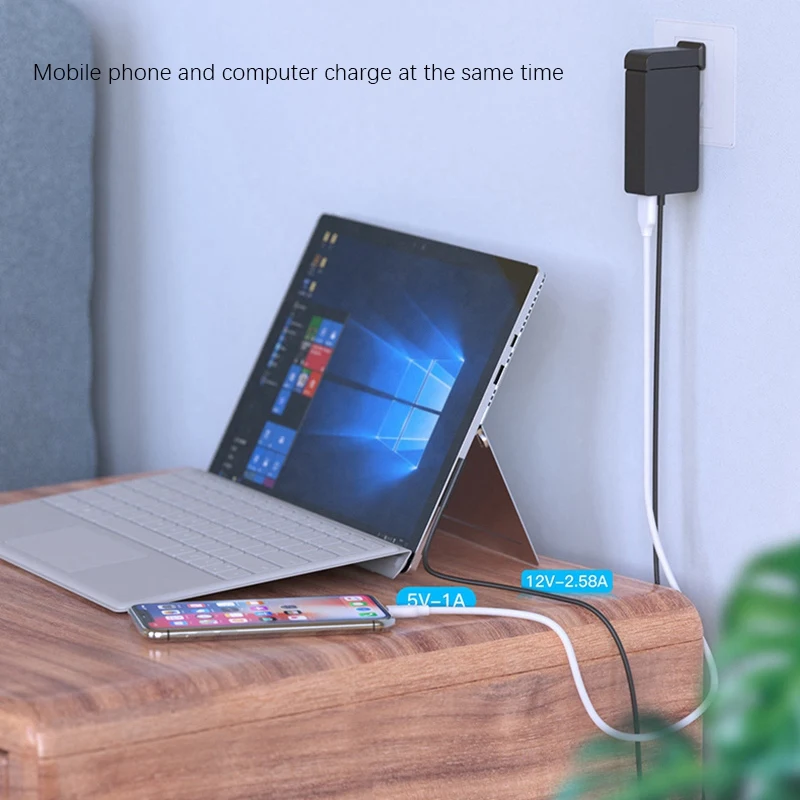 Charger LAPTOP อะแดปเตอร์เสียบผนัง5V-4A 65W สำหรับ Surface Pro 7/Pro 6/Pro 5/ Pro 4/ Pro 3 /pro x/ Surface GO