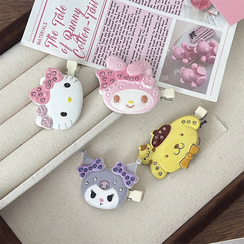 Sanrio Kuromi Melody Purin Hello Kitty Hair Clip For Women Girls Sweet Versatile Bangs Hair Clip Cartoon Cute Hair Accessories