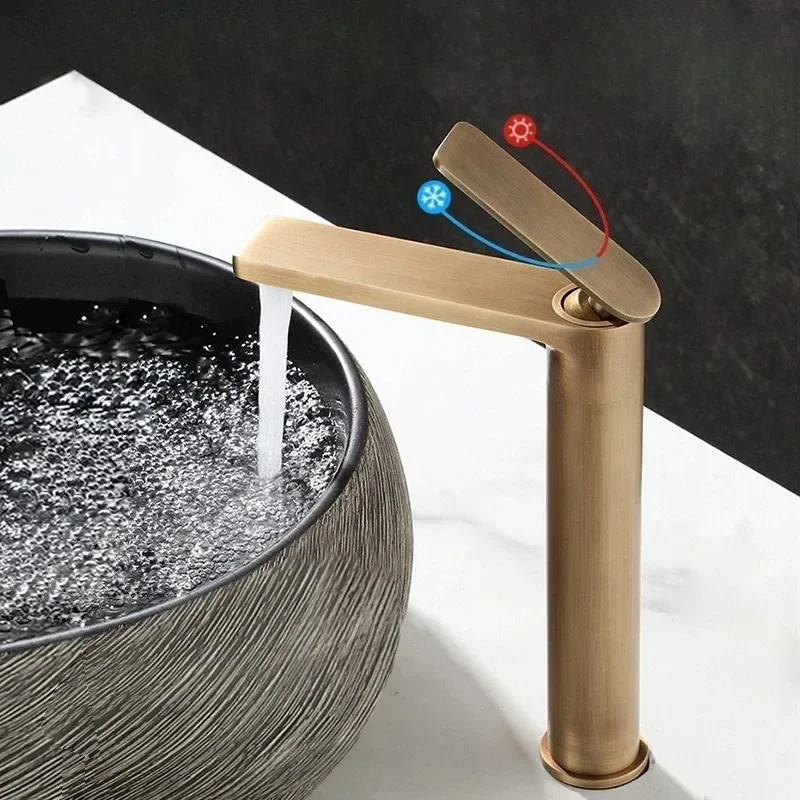 Toilet Wash Basin Faucet, Brass Single Handle Single Hole, Gray, White, Bathroom Hot and Cold Countertop Basin Simple Faucet