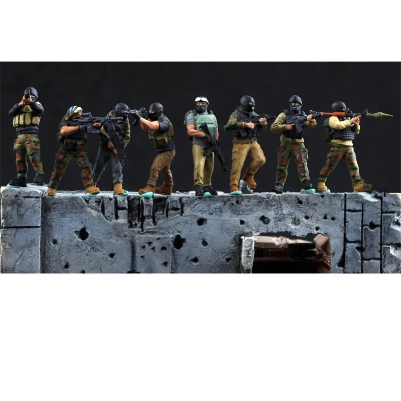 1:72 Schaalmodel 3D Afdrukken Geschilderde Hars 8 Stuks Team Action Figure Soldaten DIY Scène Accessoire Collectie Display